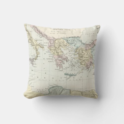 Map of Apostle Pauls Missionary Journeys Throw Pillow