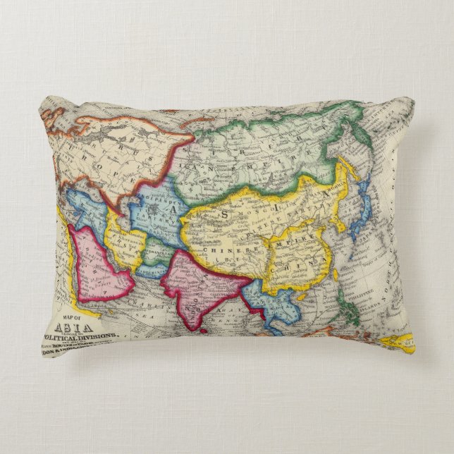 Map Of Asia Decorative Pillow (Front)