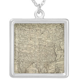 Map of Asia Silver Plated Necklace