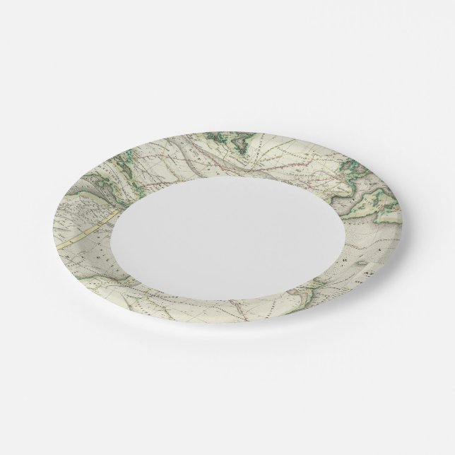 Map of Atlantic Ocean Paper Plates (Angled)