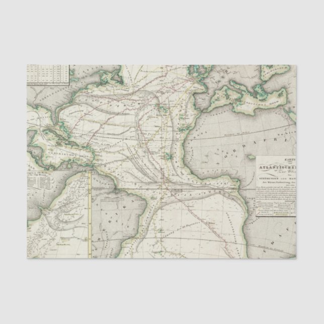 Map of Atlantic Ocean Tissue Paper (Front)