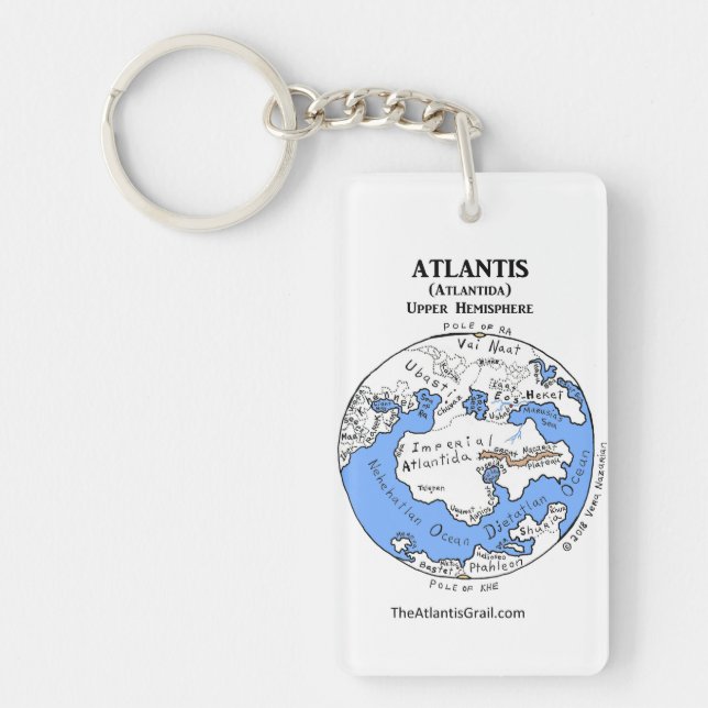 Map of Atlantis - Both Hemispheres - Key Chain (Front)