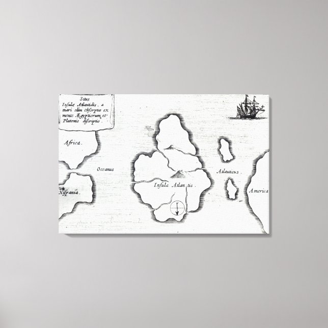 Map of Atlantis, from 'Mundus Subterraneus' Canvas Print (Front)