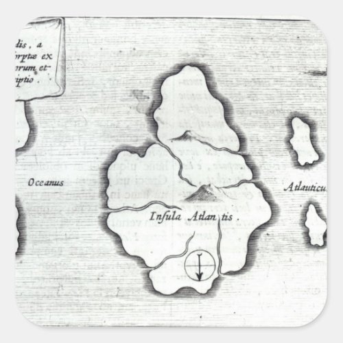 Map of Atlantis from Mundus Subterraneus Square Sticker