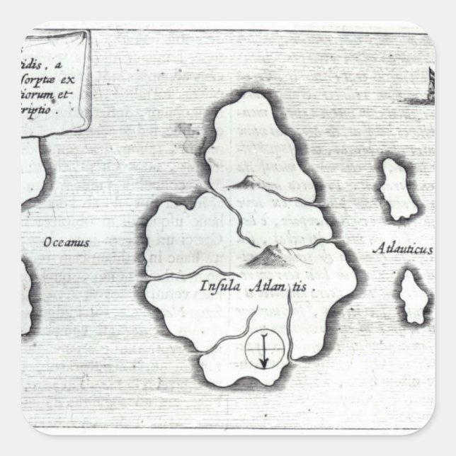 Map of Atlantis, from 'Mundus Subterraneus' Square Sticker (Front)