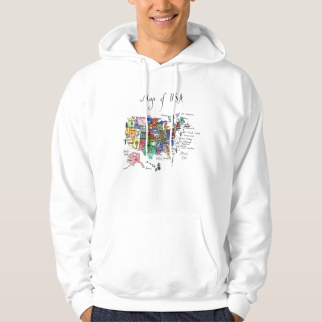 Map of Attractions of United States of America Hoodie (Front)