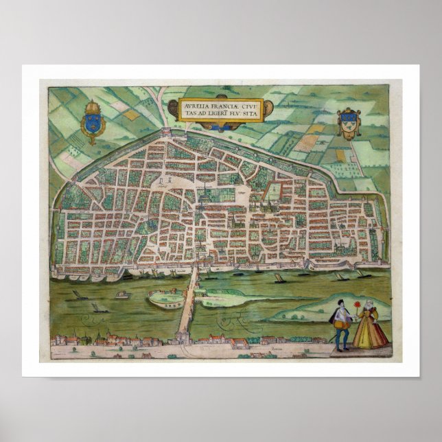 Map of Aurelia, from 'Civitates Orbis Terrarum' by Poster (Front)