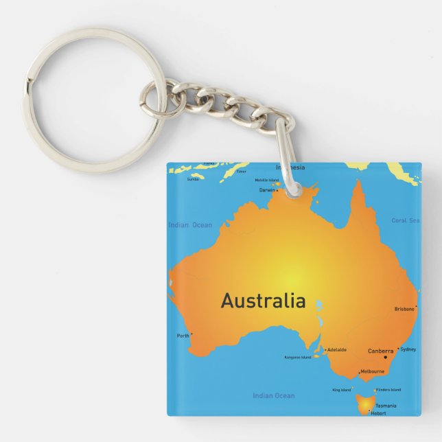 Map Of Australia Keychain (Front)