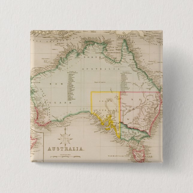 Map of Australia & New Zealand Button (Front)