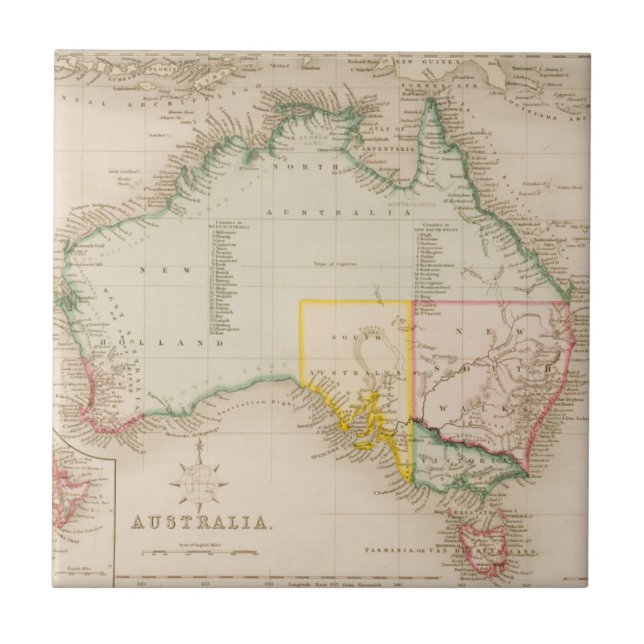 Map of Australia & New Zealand Ceramic Tile (Front)