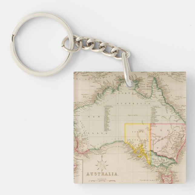 Map of Australia & New Zealand Keychain (Front)