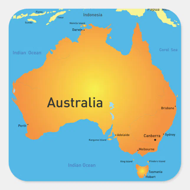 Map Of Australia Square Sticker | Zazzle