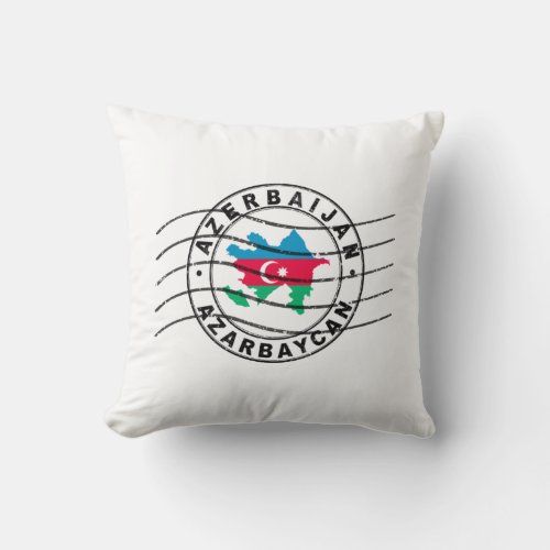 Map of Azerbaijan Postal Passport Stamp Travel S Throw Pillow