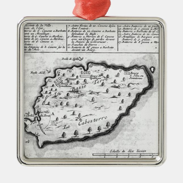 Map of Barbados Metal Ornament (Front)