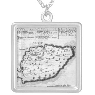 Map of Barbados Silver Plated Necklace