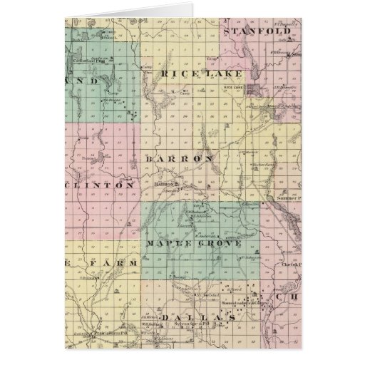 Map of Barron County, State of Wisconsin Card | Zazzle