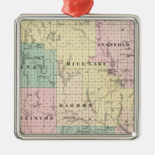 Map of Barron County, State of Wisconsin Metal Ornament