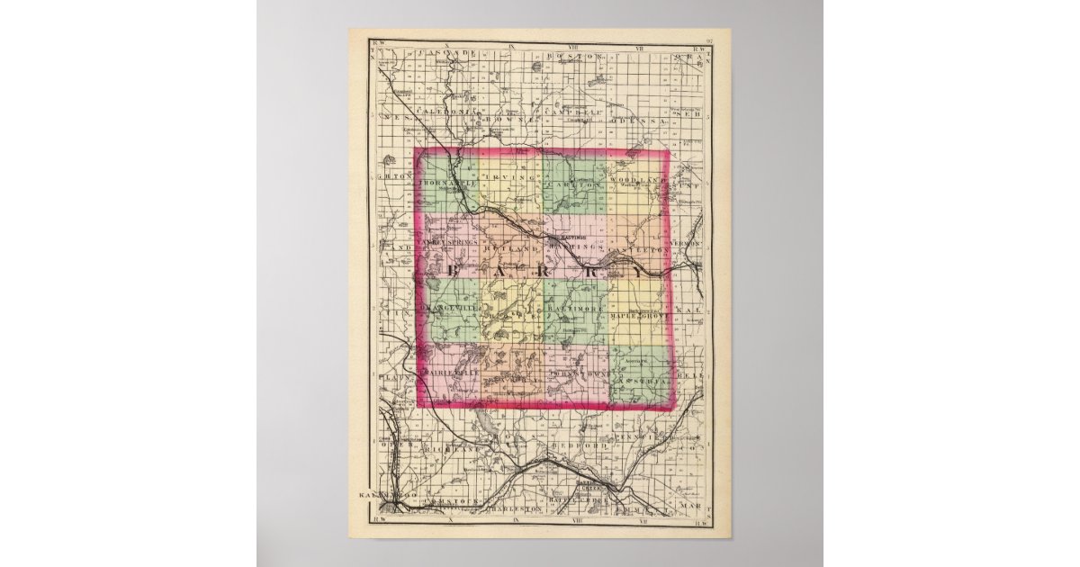 map-of-barry-county-michigan-poster-zazzle