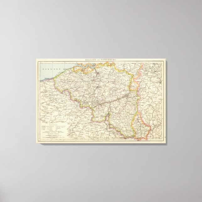 Map of Belgium and Luxembourg Canvas Print (Front)