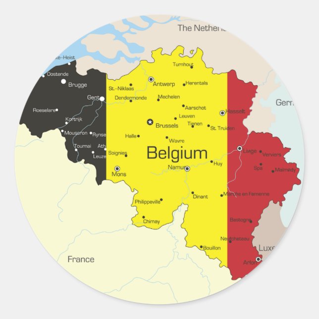 Map Of Belgium Stickers (Front)
