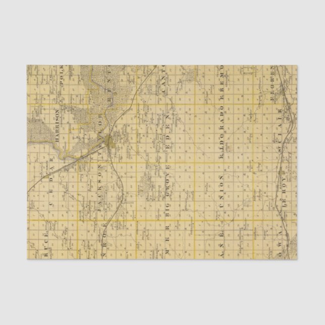Map of Benton County, State of Iowa Tissue Paper (Front)