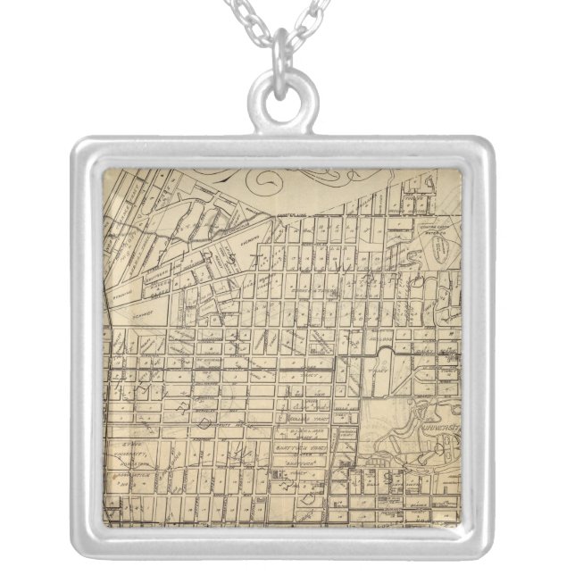 Map of Berkeley, California Silver Plated Necklace (Front)