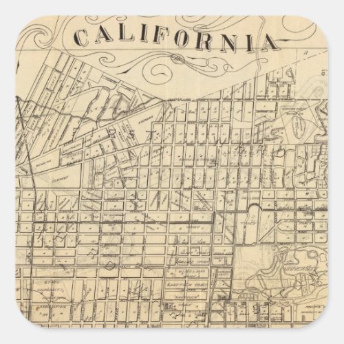 Map of Berkeley California Square Sticker