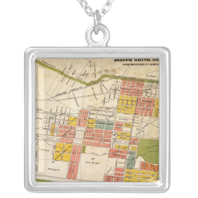 Map of Berkeley Silver Plated Necklace (Front)