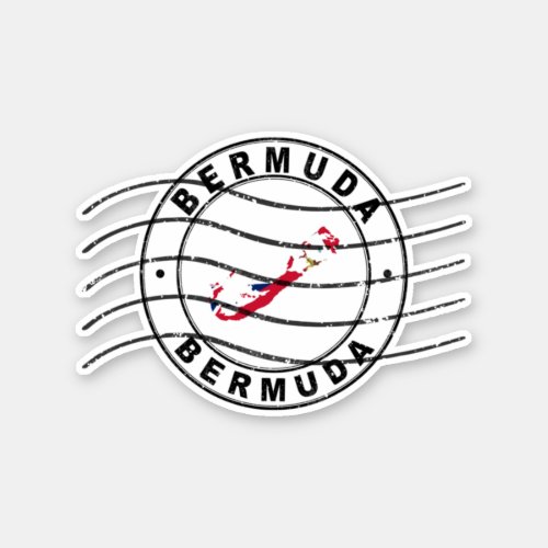 Map of Bermuda Postal Passport Stamp Sticker