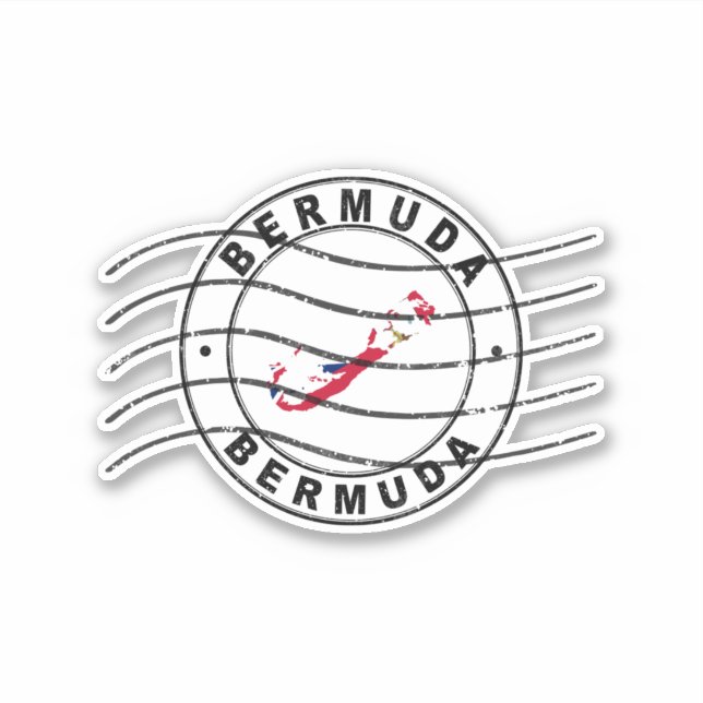 Map of Bermuda, Postal Passport Stamp Sticker (Front)