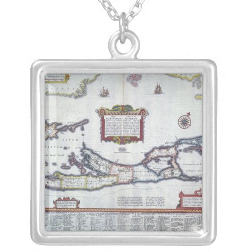 Map of Bermuda Silver Plated Necklace