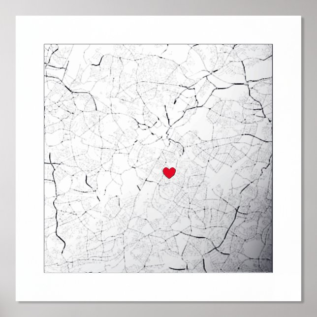 Map of Birmingham, UK Classy & Modern Elegant Gift Foil Prints (Front)