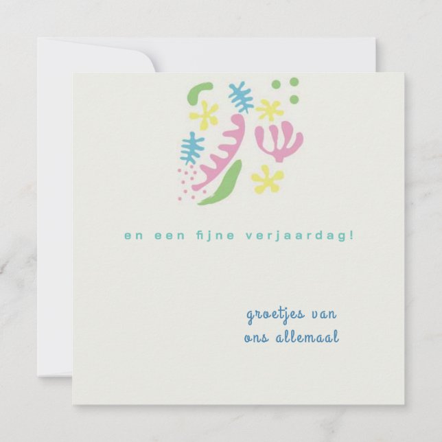 map of birthday abstract flowers card (Back)