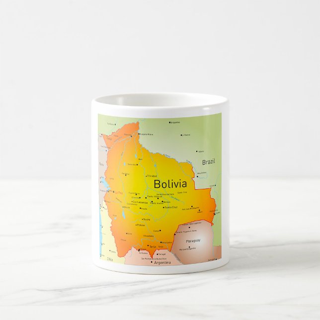 Map of Bolivia with Cities and Borders Coffee Mug (Creator Uploaded)
