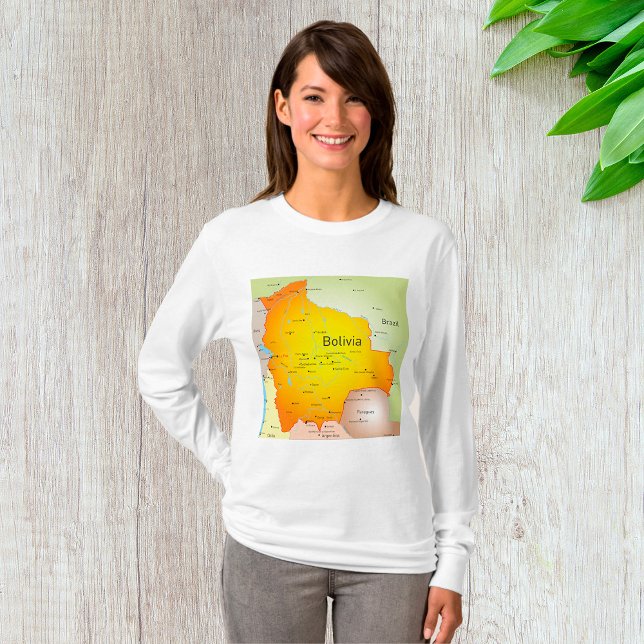 Map of Bolivia with Cities and Borders T-Shirt (Creator Uploaded)