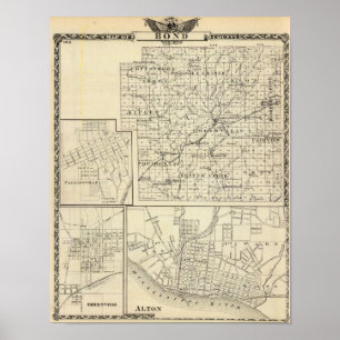 Map of Bond County, Alton Poster