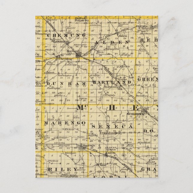 Map of Boone and McHenry counties Postcard (Front)