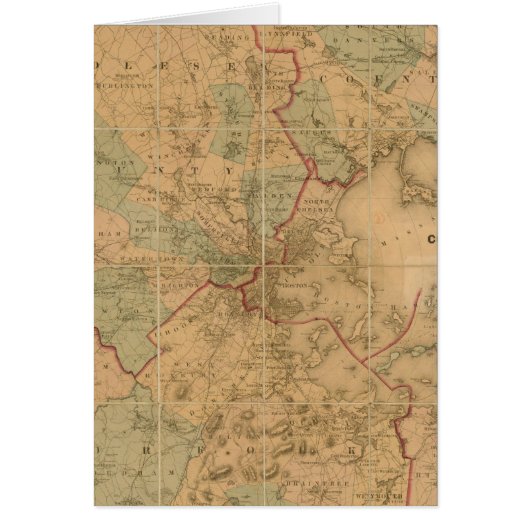 Map Of Boston 2 Cards (Front)