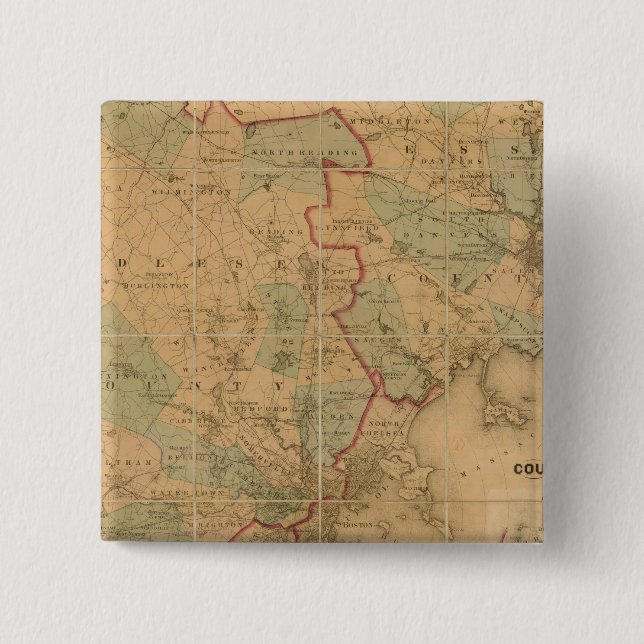 Map Of Boston 2 Pinback Button (Front)