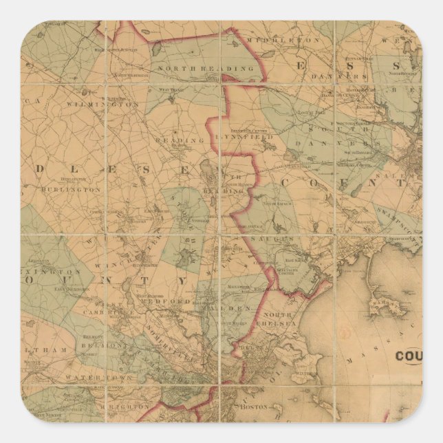 Map Of Boston 2 Square Sticker (Front)