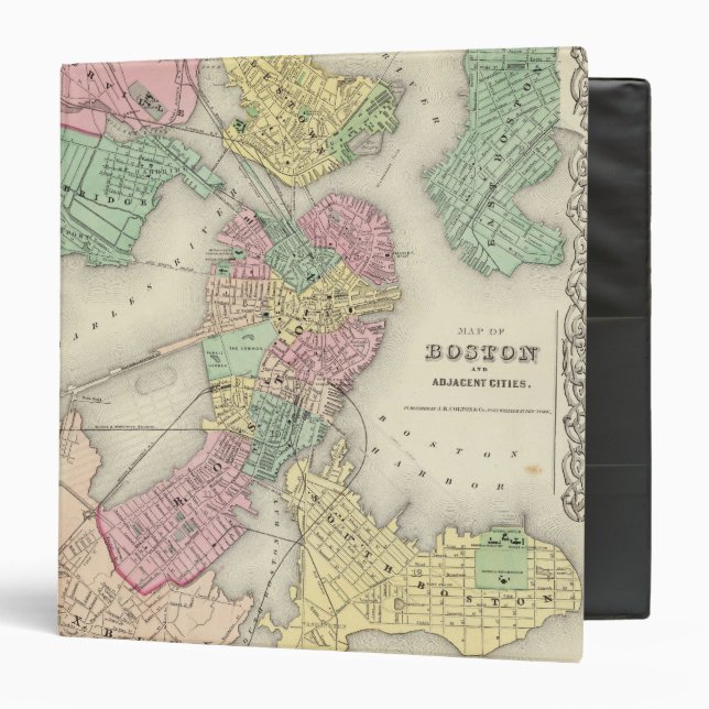 Map Of Boston And Adjacent Cities 3 Ring Binder (Front/Inside)