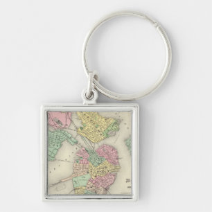 Map Of Boston And Adjacent Cities Keychain