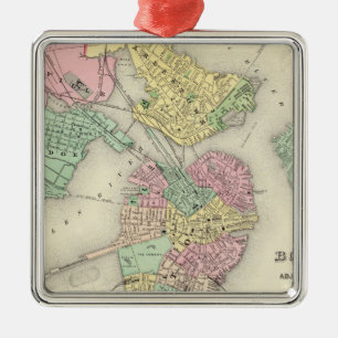 Map Of Boston And Adjacent Cities Metal Ornament