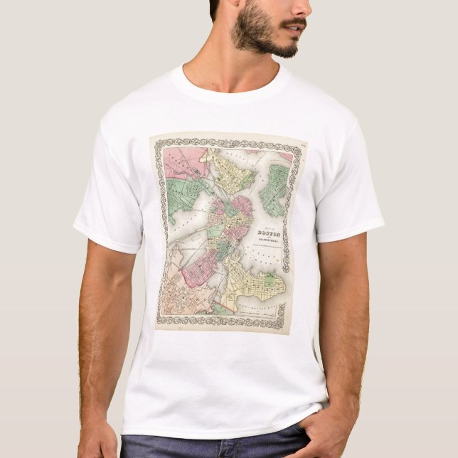 Map Of Boston And Adjacent Cities T-Shirt (Front)