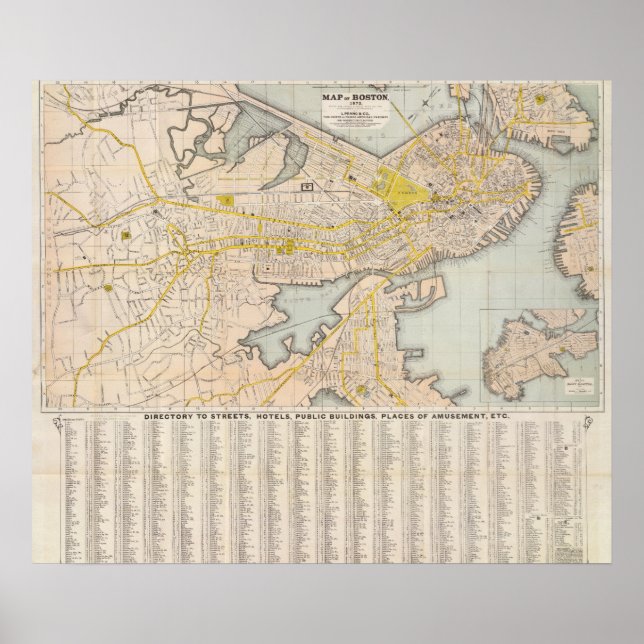 Map Of Boston Poster (Front)