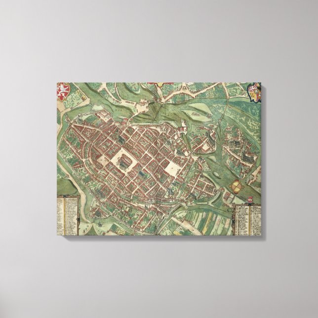 Map of Bratislava, from 'Civitates Orbis Terrarum' Canvas Print (Front)