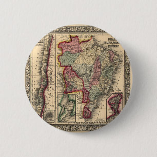 Map of Brazil, Bolivia, Paraguay, and Uruguay Button
