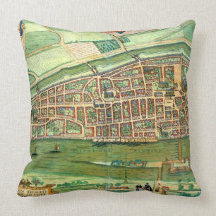 Map of Bremen, from 'Civitates Orbis Terrarum' by Throw Pillow