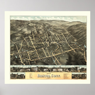 Map of Bristol, Connecticut from 1878 Poster