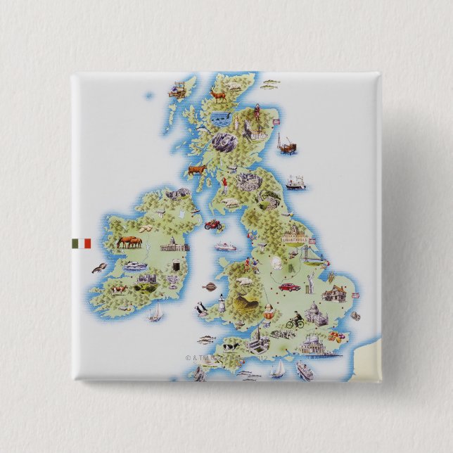 Map of British Isles Pinback Button (Front)